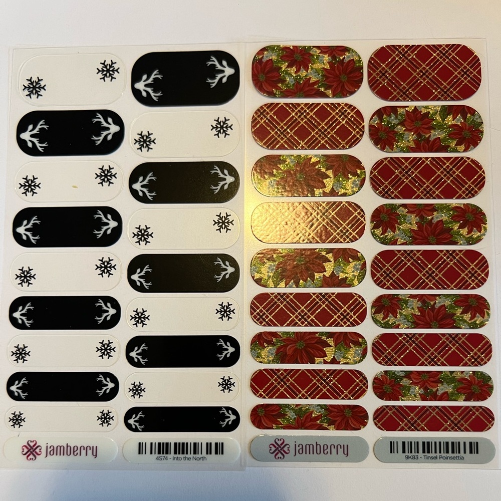 ❄️ Jamberry nail wrap set Into the North and Tinsel Poinsettia 🎄